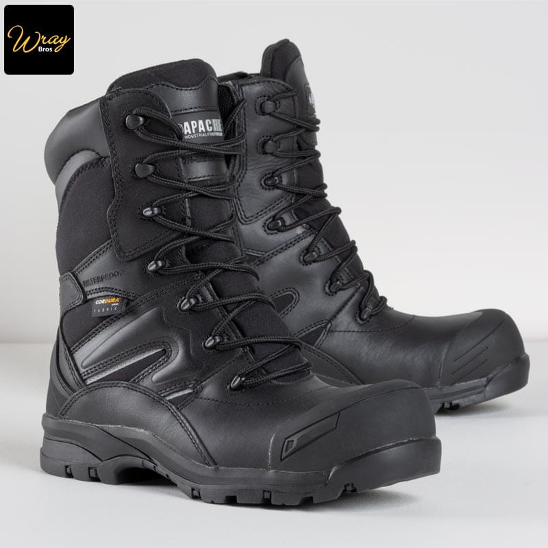 apache combat waterproof safety boot full grain leather upper