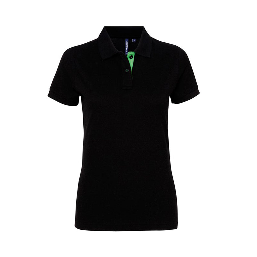 asquith fox womens contrast polo aq022 black lime