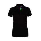 asquith fox womens contrast polo aq022 black lime