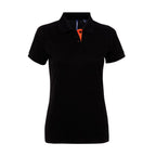 asquith fox womens contrast polo aq022 black orange