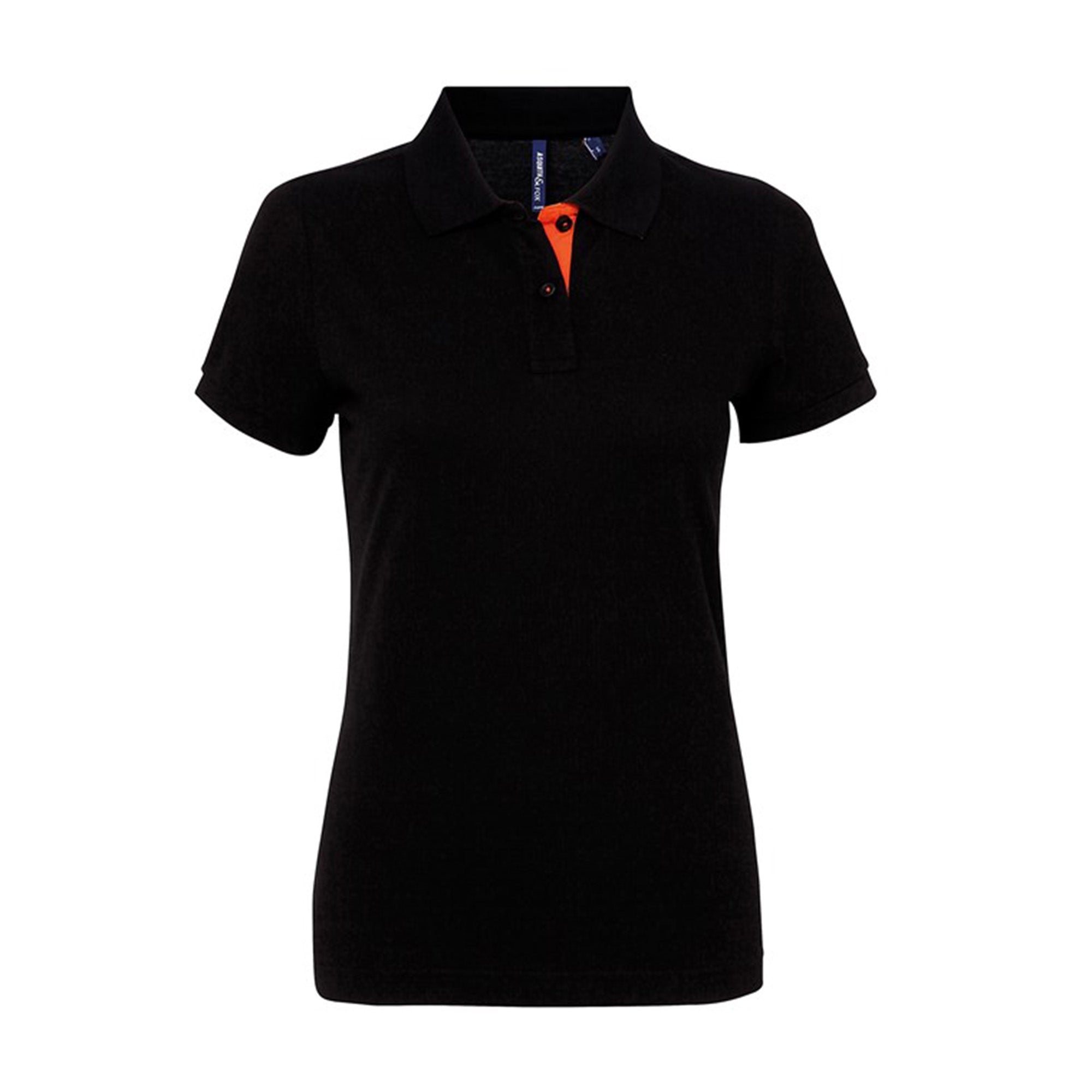 asquith fox womens contrast polo aq022 black orange