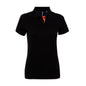 asquith fox womens contrast polo aq022 black orange