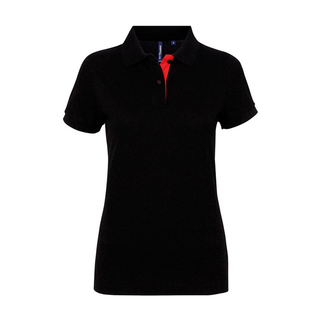 asquith fox womens contrast polo aq022 black red