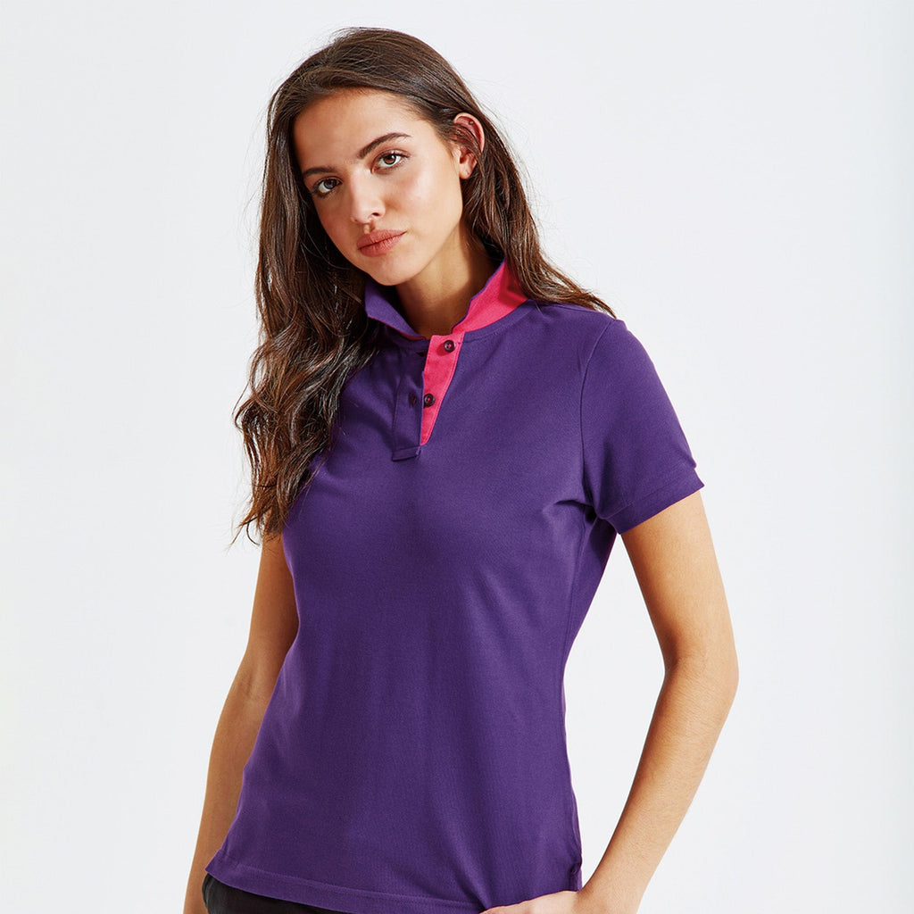 contrast womens polo purple