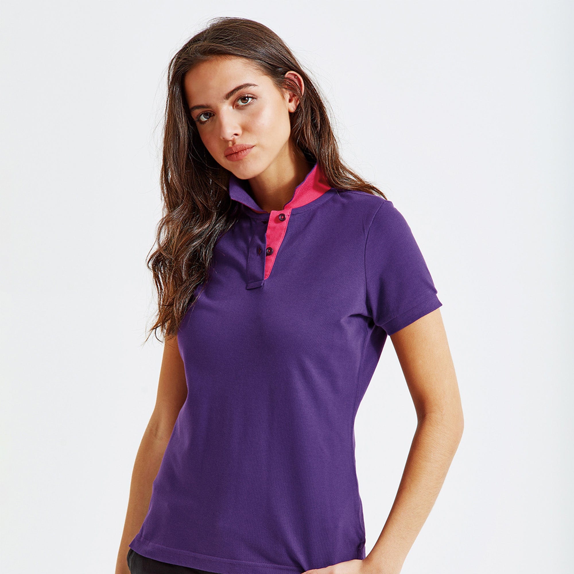contrast womens polo purple