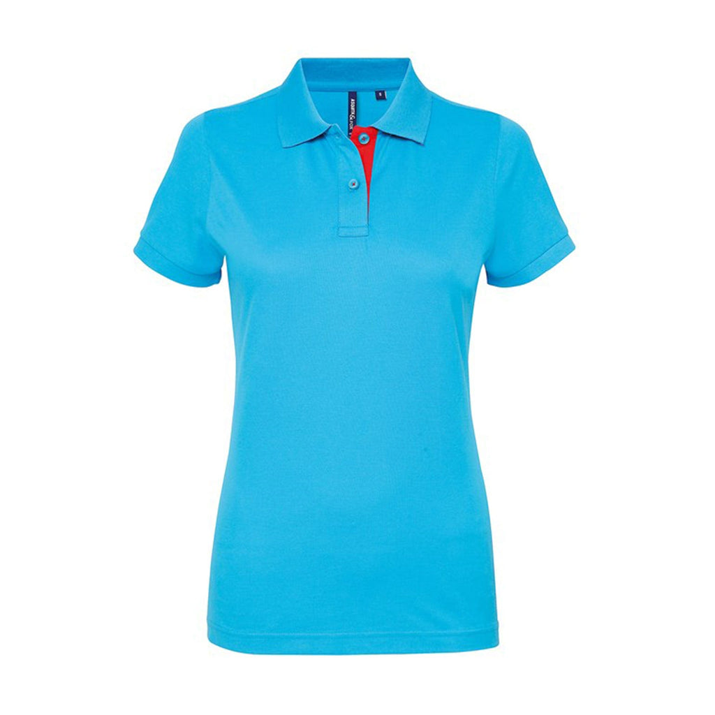 asquith fox womens contrast polo aq022 turquoise red