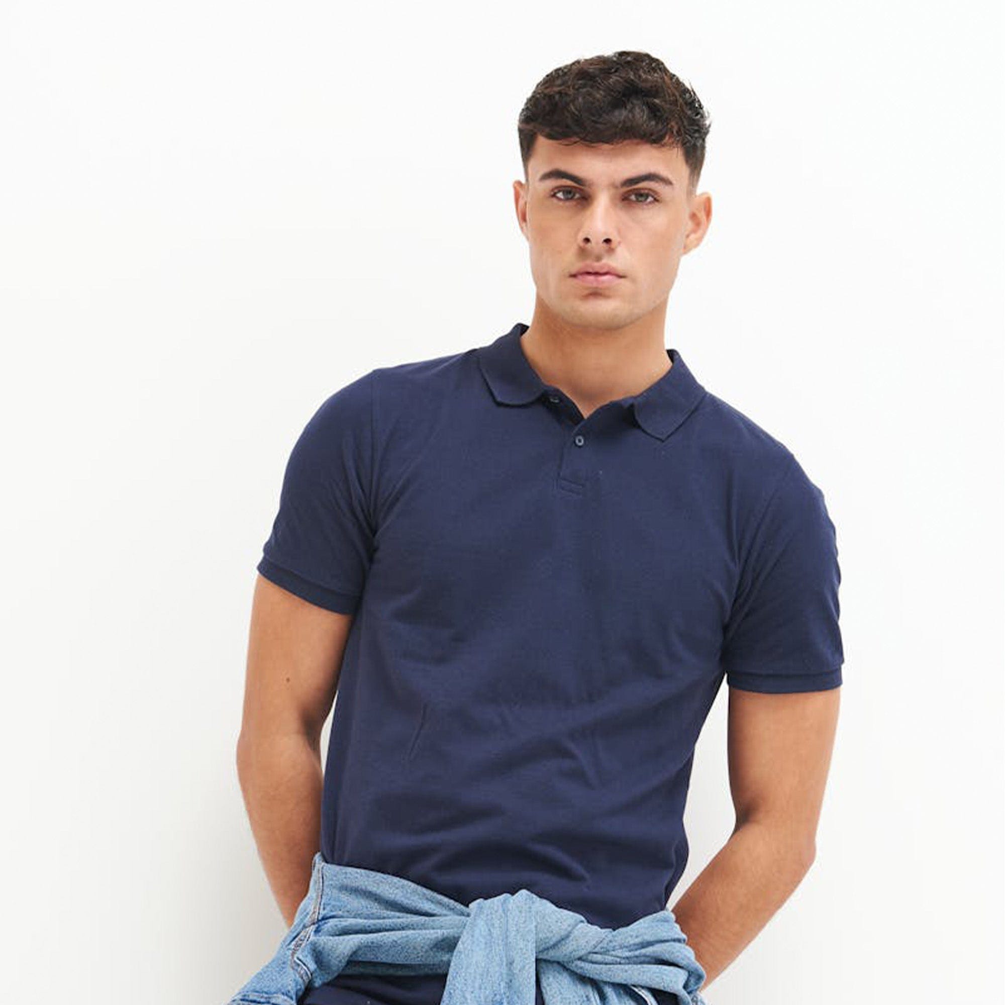 mens navy organic polo shirt