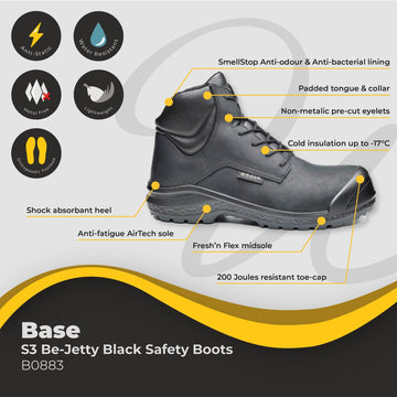 Base Be-Jetty S3 Black Safety Boots B0883