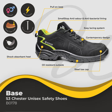 Base Chester S3 Unisex Safety Shoe B0178