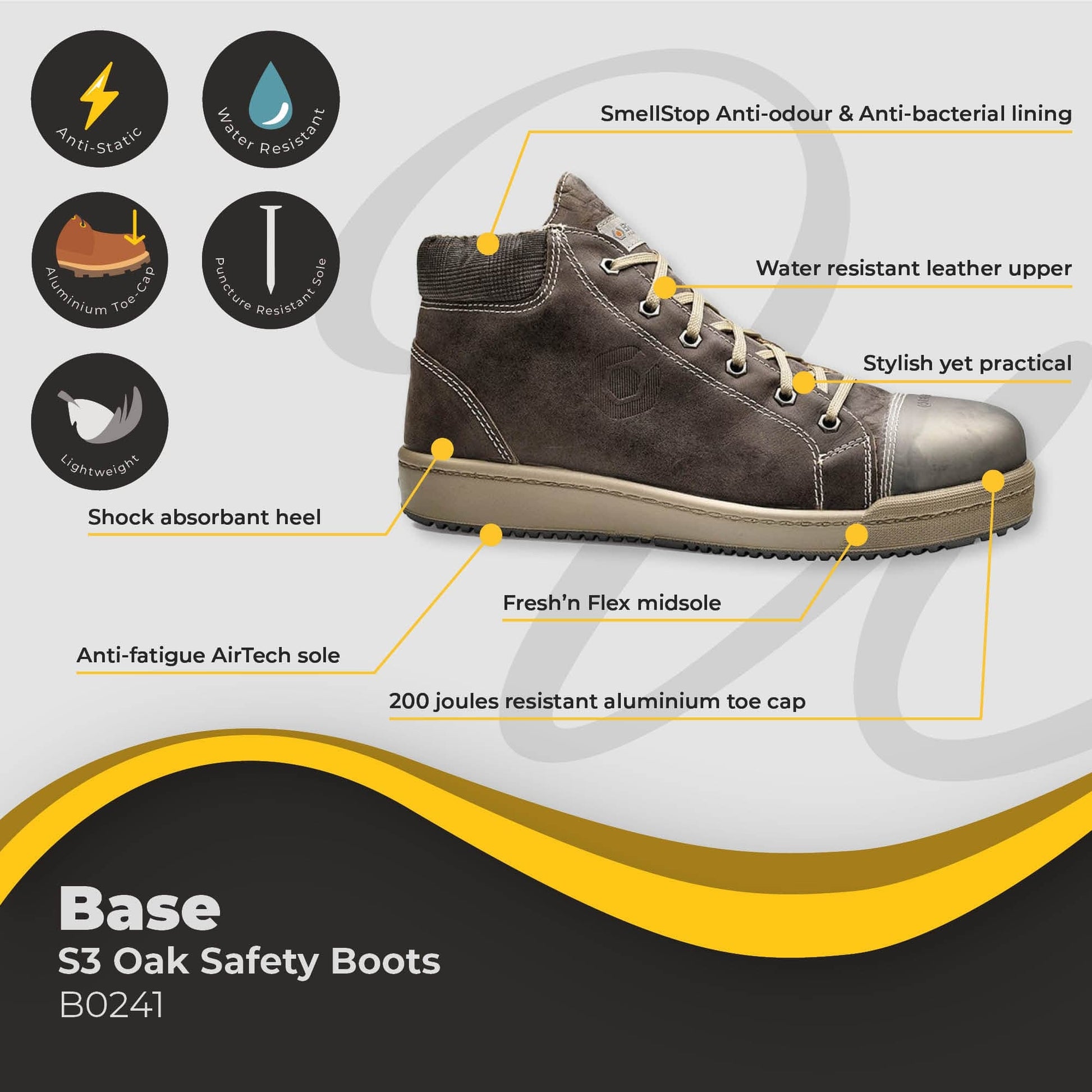 base oak s3 mens safety boots b0241 di0241 br 06