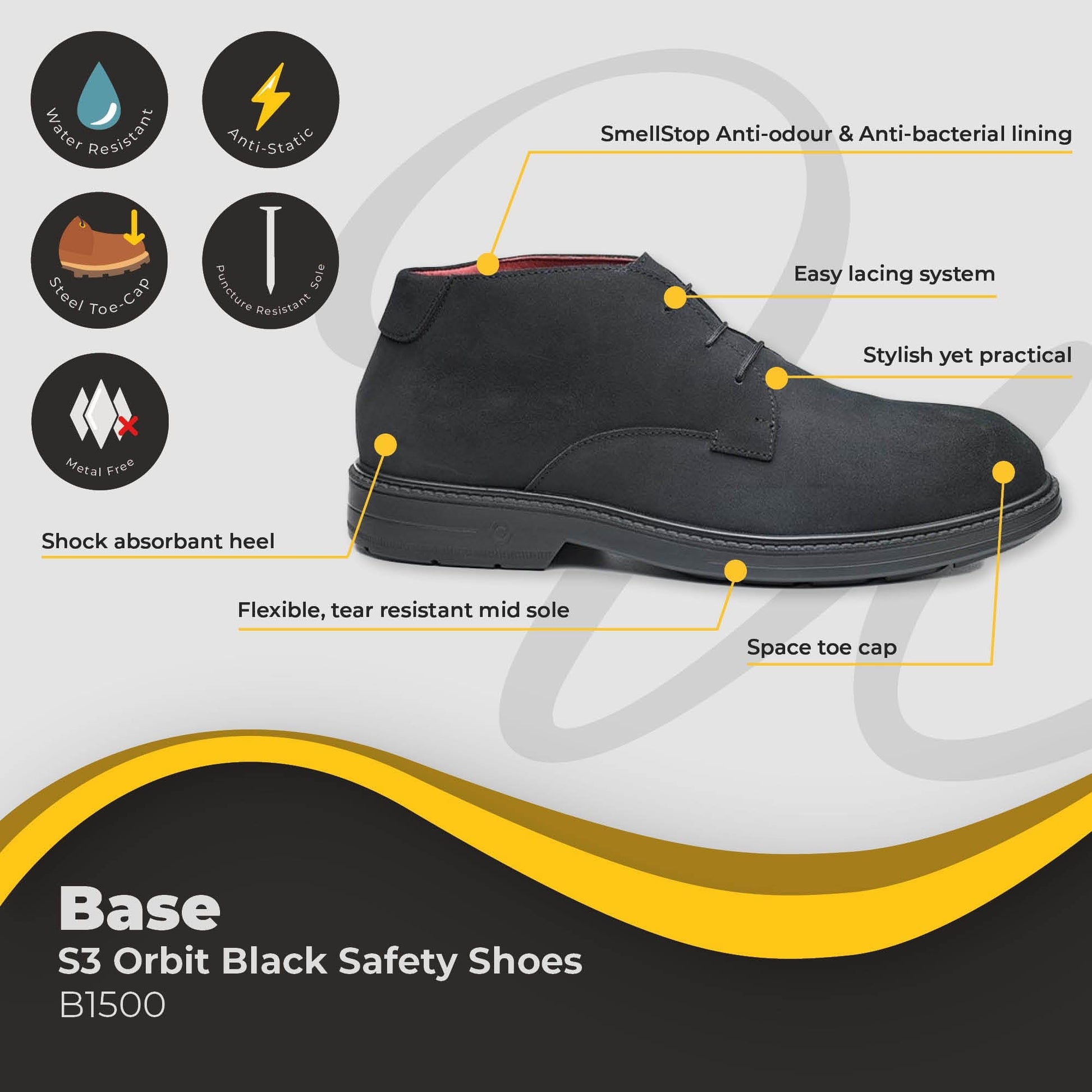 base orbit black safety shoes s3 b1500