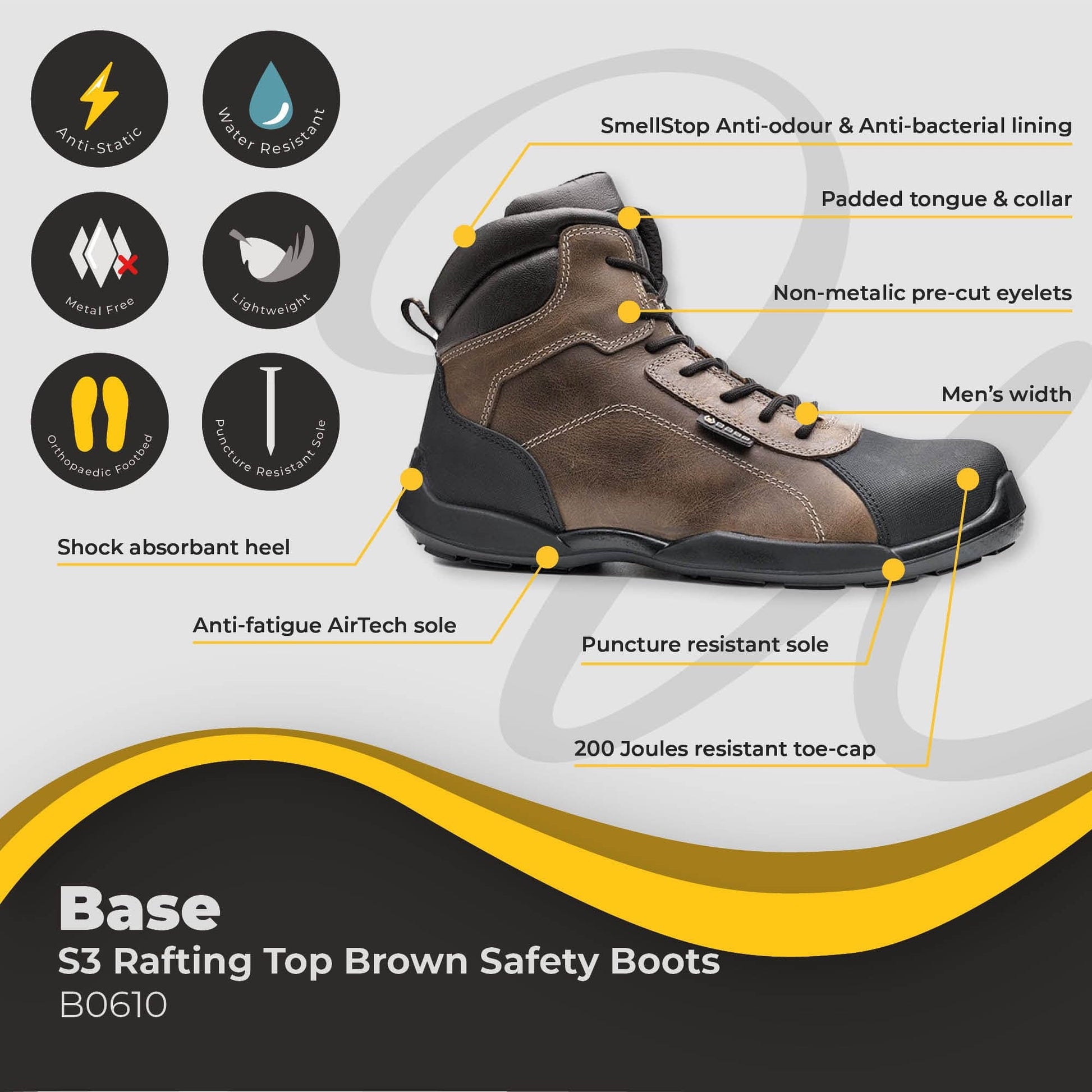 base rafting top s3 brown safety boots b0610 di610 br 06