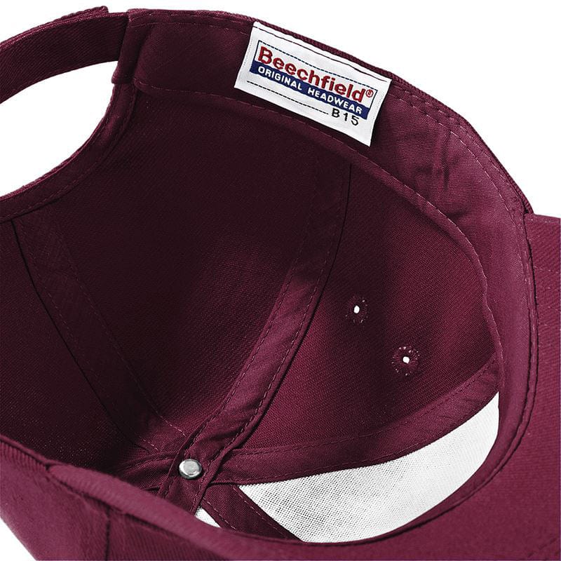 beechfield ultimate 5 panel baseball cap bc015 burgandy inside
