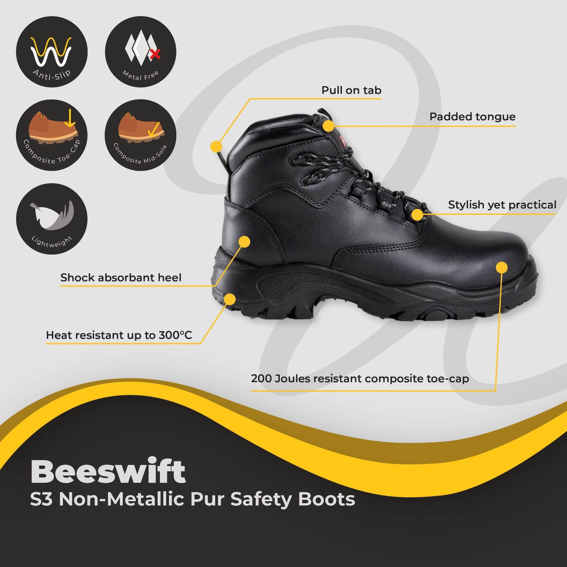 beeswift non metallic s3 pur safety boot dd965 05