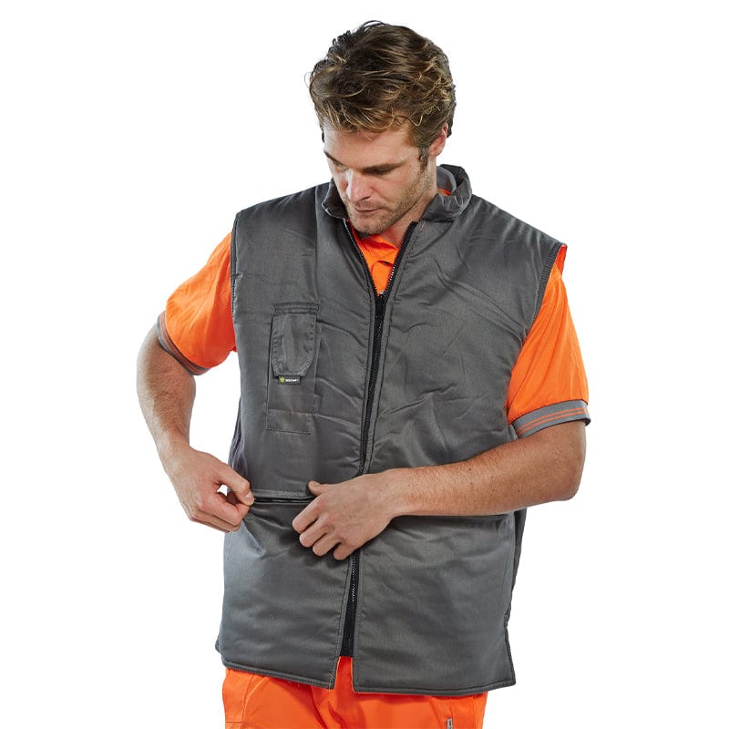 beeswift reversible hi vis interactive bodywarmer orange db927