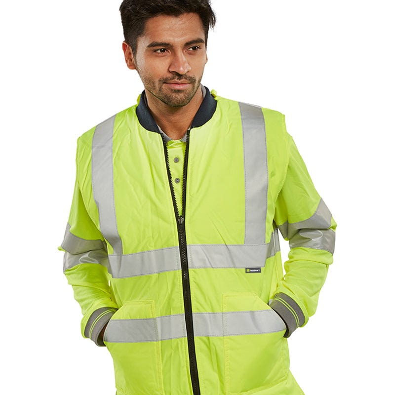 beeswift reversible hi vis interactive bodywarmer yellow db927 high visability