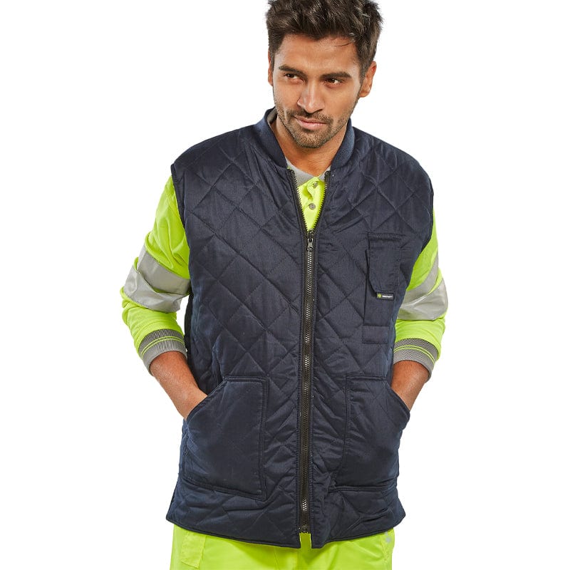 beeswift reversible hi vis interactive bodywarmer yellow reverse side db927