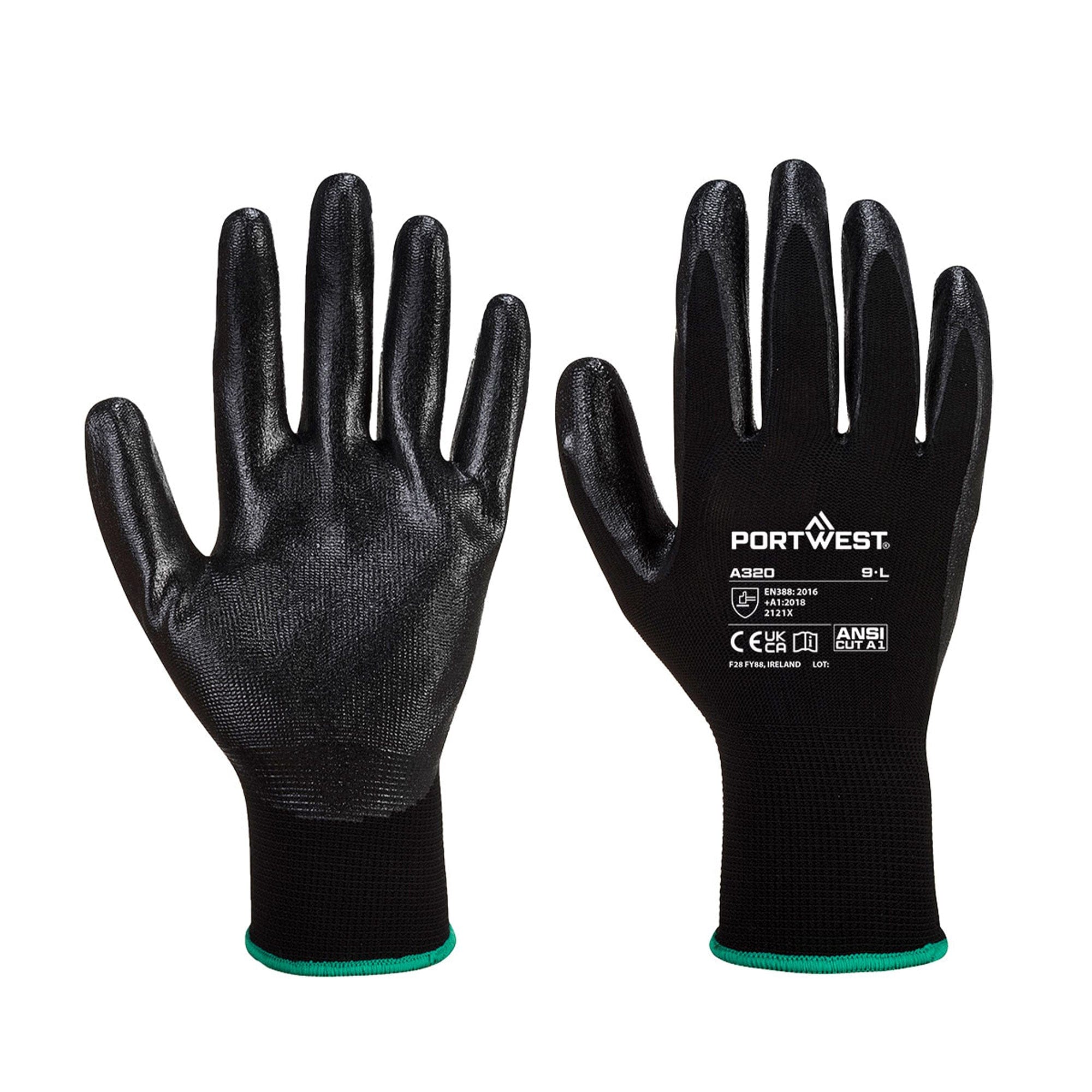 black nitrile breathable portwest gloves