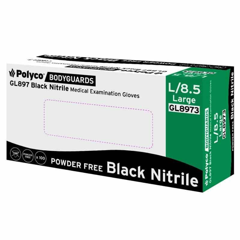 black powder free nitrile examination gloves
