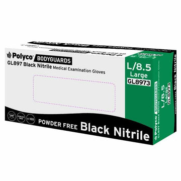 black powder free nitrile examination gloves