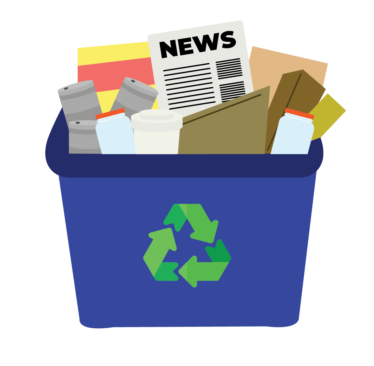 box of recycling paper cans