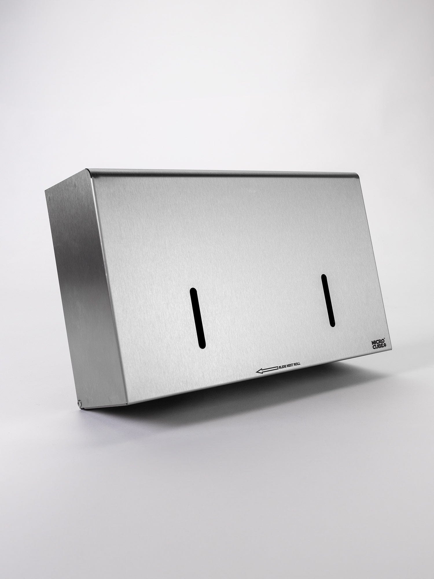 brushed stainless steel micro roll dispenser