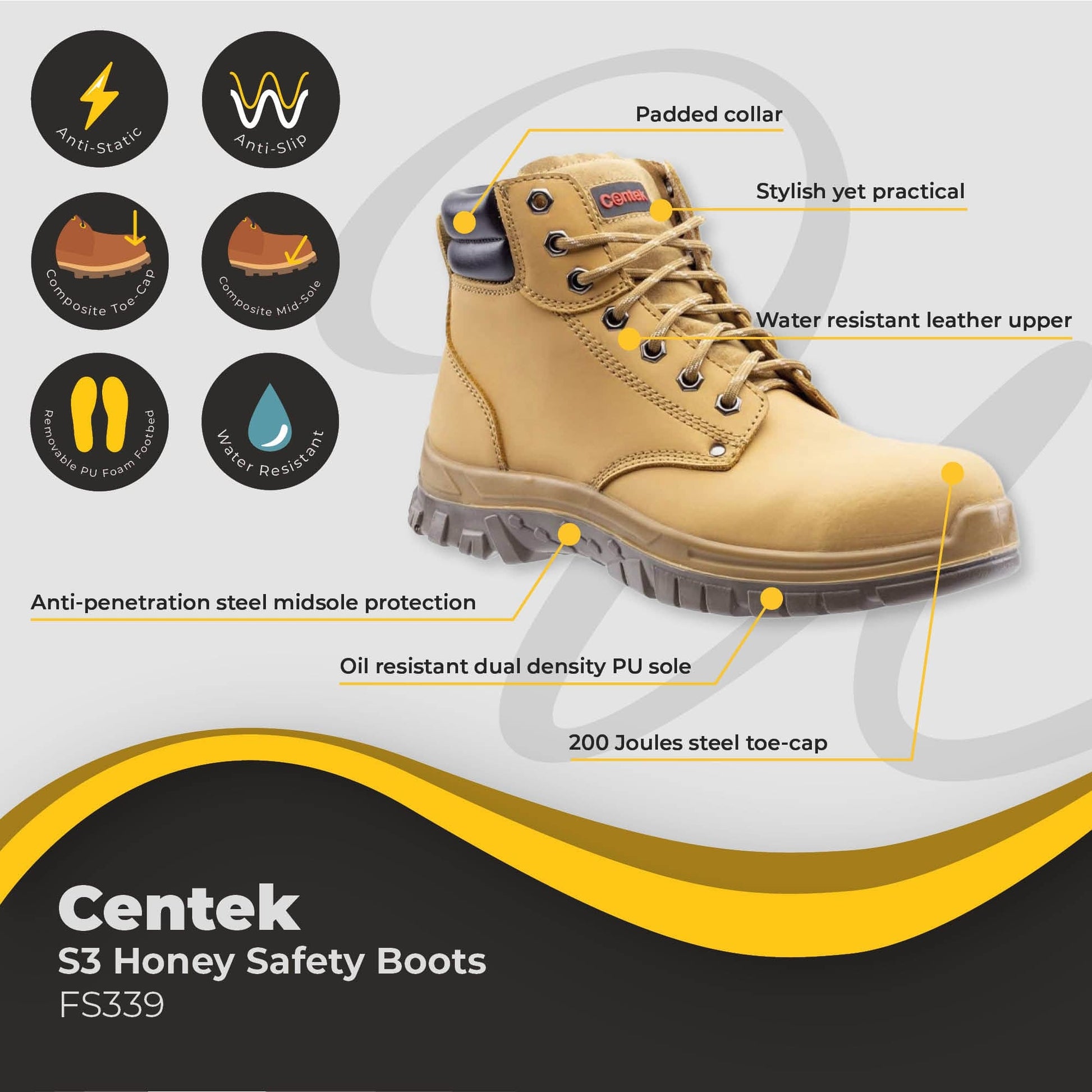 centek honey safety boot s3 fs339 dd348 06
