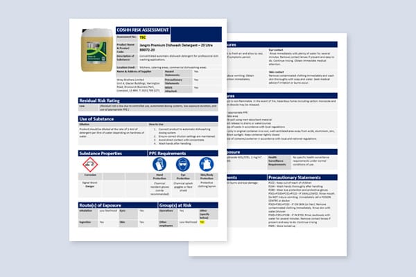 coshh risk assessment compliance documents