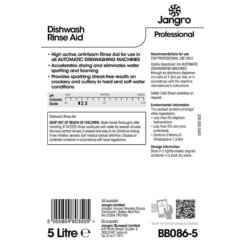 Anti-foam rinse aid for dishwashers