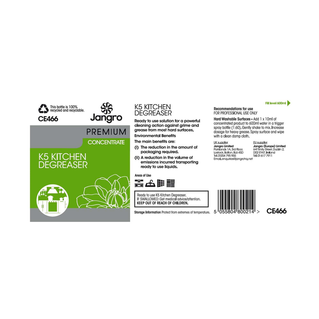 dosing instructions for k5 kitchen degreaser ce466