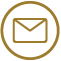Email icon in gold color on a white background