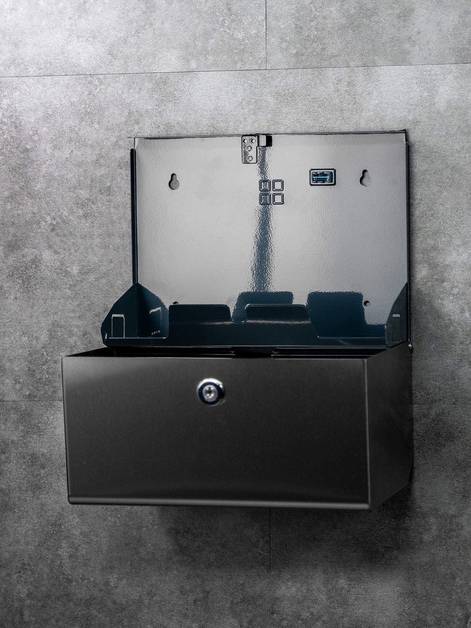 empty small stainess steel hand towel dispenser