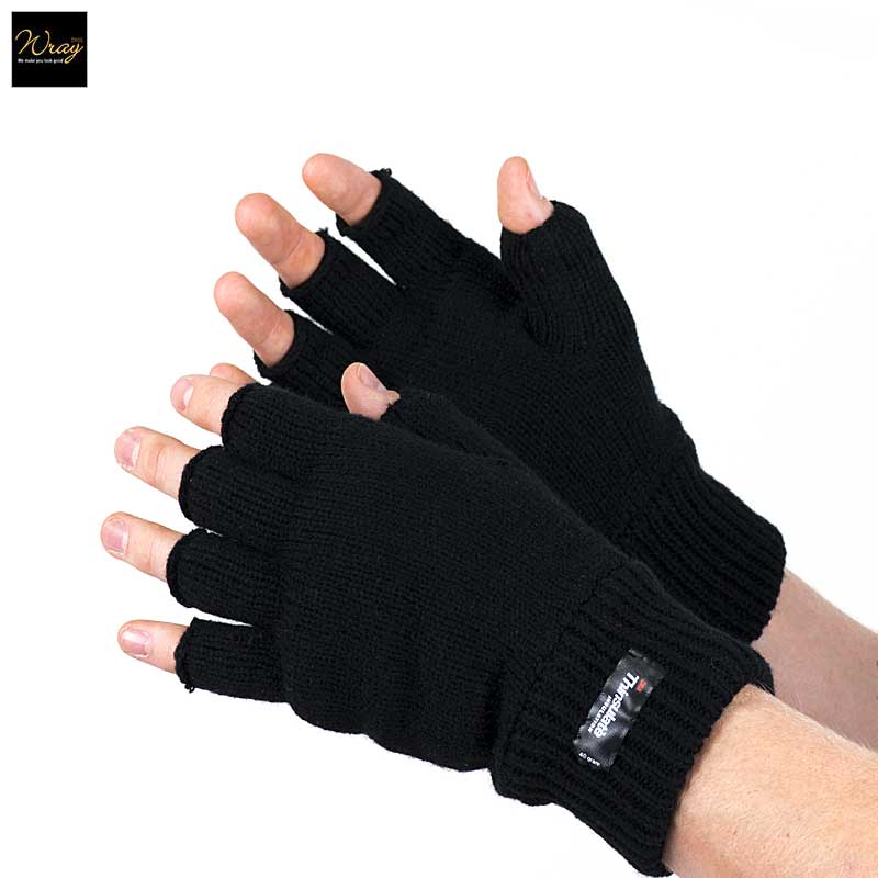 fingerless knit glove close up