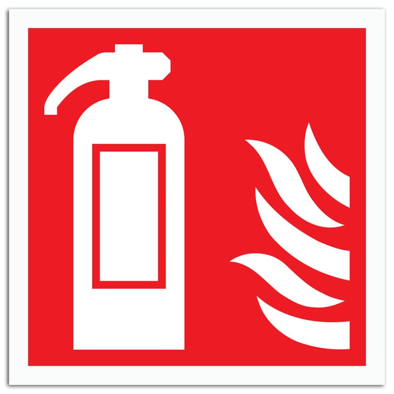 Fire Extinguisher with Flames 100x100mm Rigid