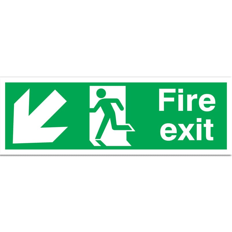 Fire Exit Running Man Rigid Arrow Down 150 x 450mm
