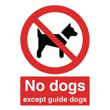 No Dogs except Guide Dogs Sign