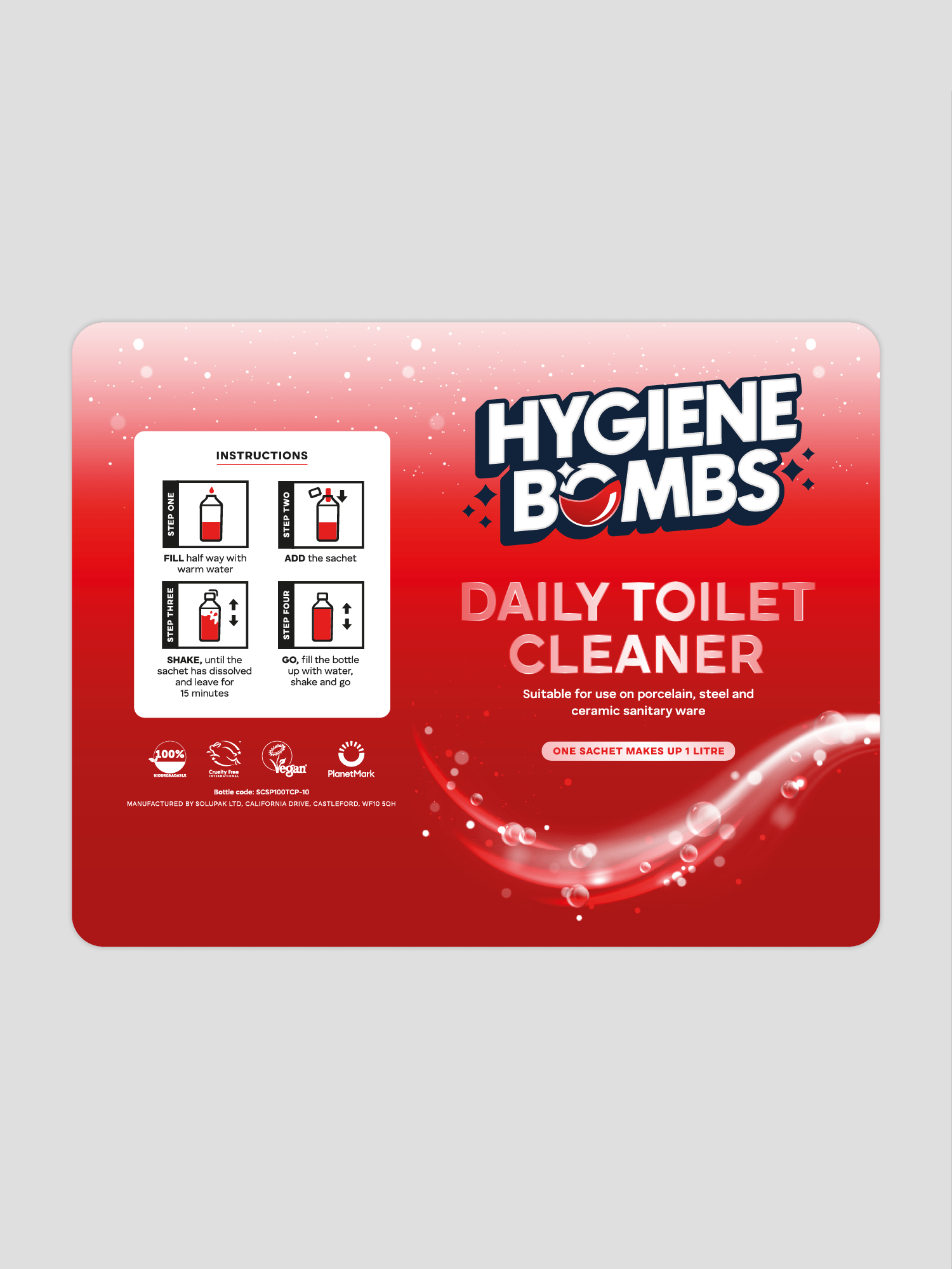 hygiene bomb daily toilet cleaner label