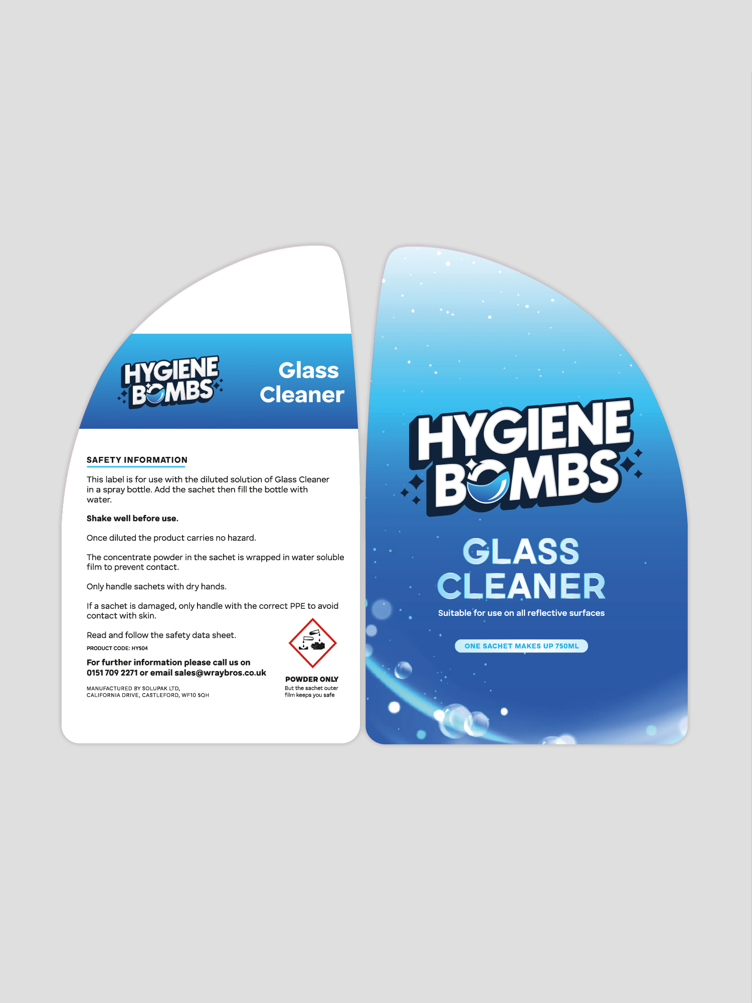 hygiene bomb glass cleaner hy504 label
