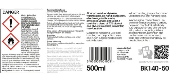 instructions label alcohol gel