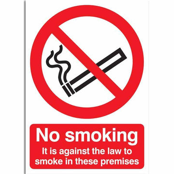 'It is against the law to smoke in these premises' Sign