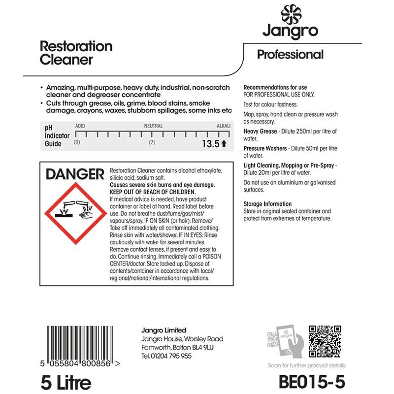 jango restoration cleaner 5l label