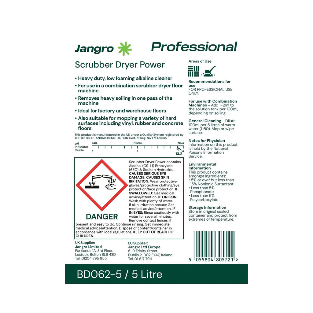 Jangro BD062-5 low foaming scrubber dryer solution