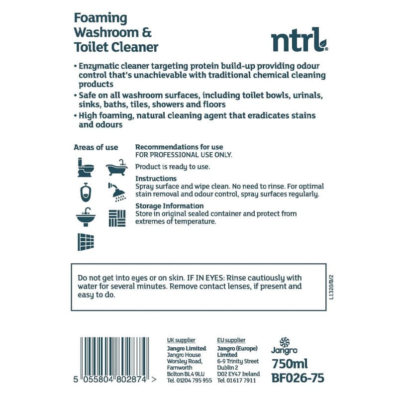 Jangro ntrl foam washroom label