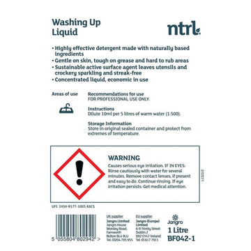 Jangro ntrl washing-up liquid 1l label
