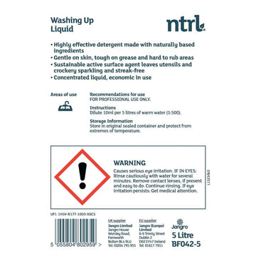 Jangro ntrl washing-up liquid 5l label