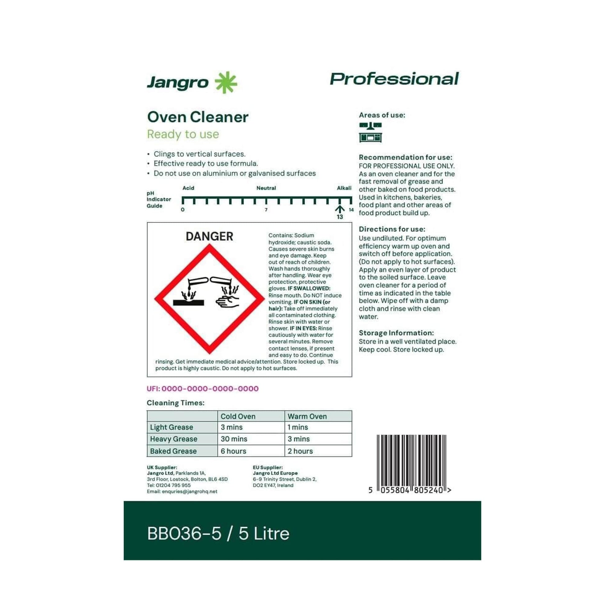 Jangro oven cleaner 5 litre instructions