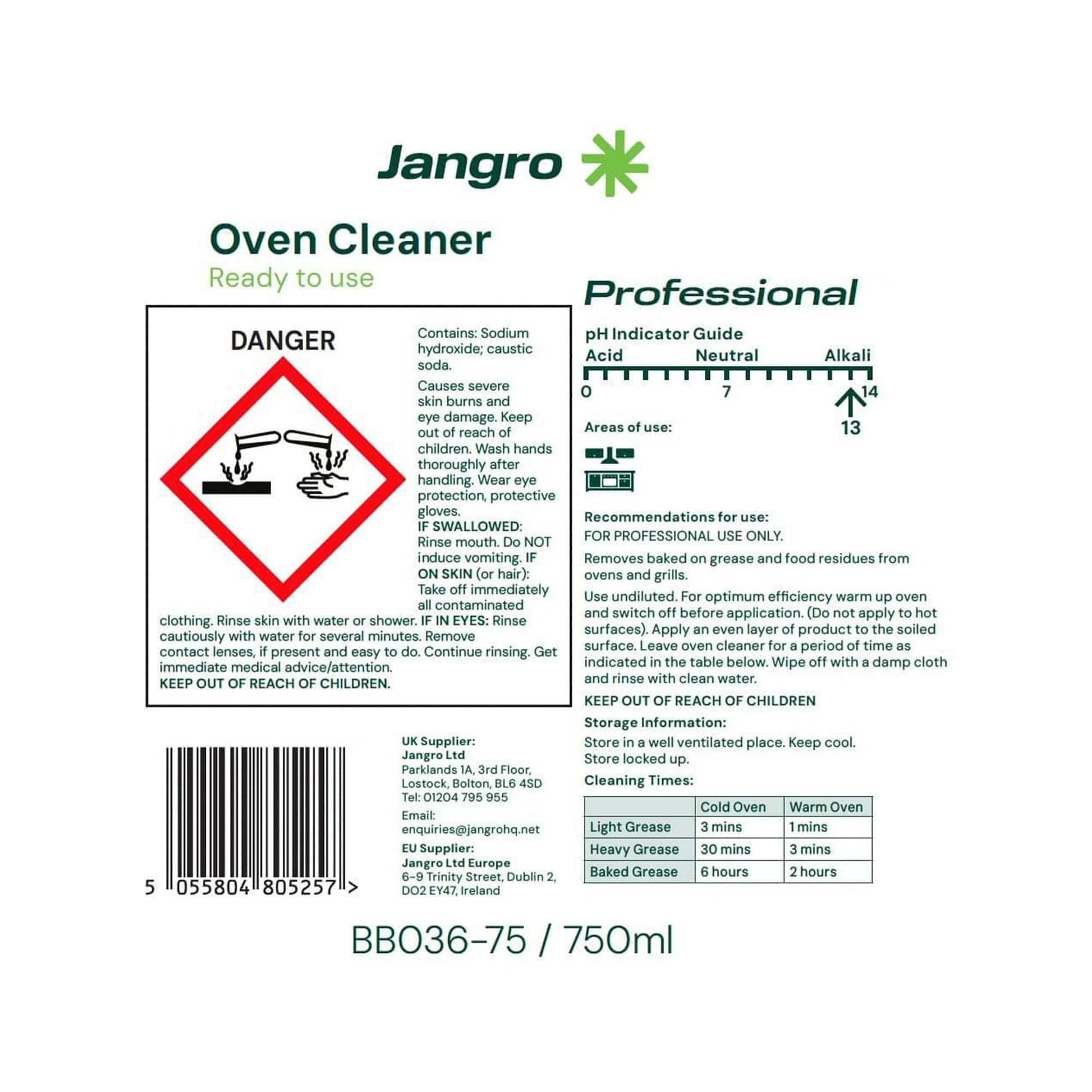 jangro oven cleaner instructions for trigger spray