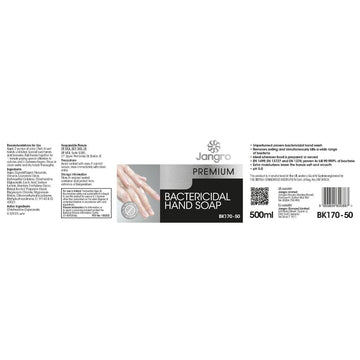 Jangro premium bactericidal hand soap 500ml label