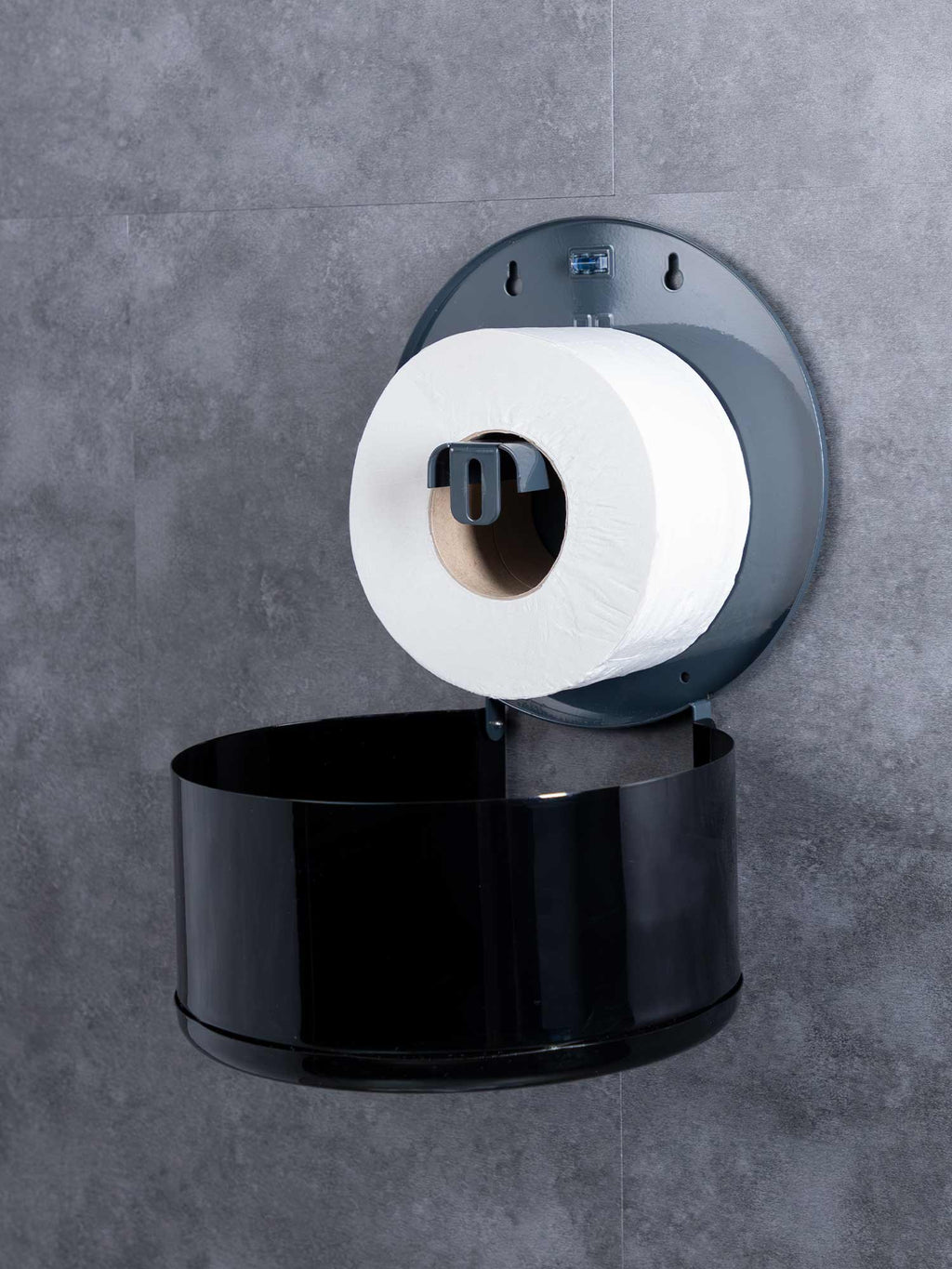 jumbo toilet roll dispenser black