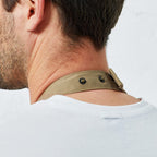 khaki pop snap barber apron pr132 neck close up